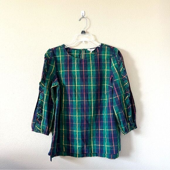 Crown & Ivy Plaid Ruffle Trim Top - Picture 1 of 8